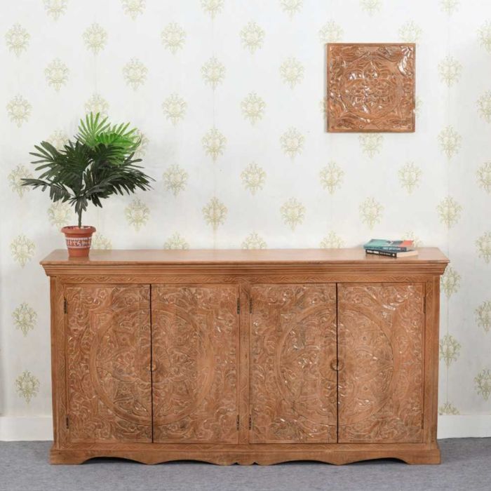 Monika Mango Wood Sideboard With 4 Doors - Lacquered Finish