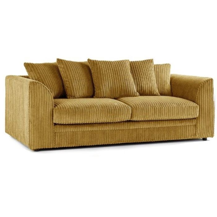 Colourful Oxford Jumbo Cord Scatterback Design 3 Seater Sofa - Mustard and Other Colours
