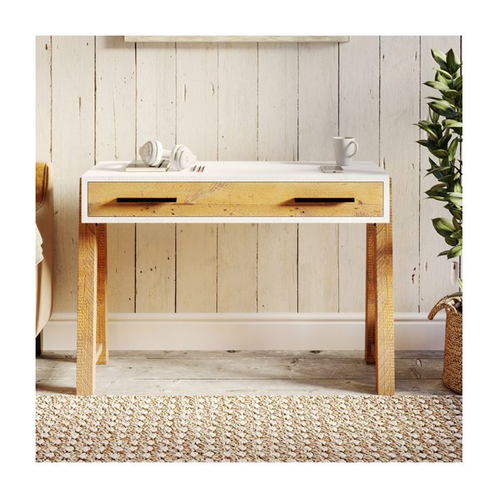 Becky Scandic Theme Reclaimed Wood Computer Table with Drawer