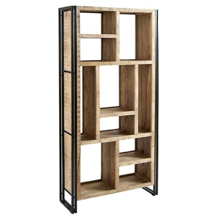 Michelle Industrial Style Industrial Multi Shelf Bookcase - Natural Hardwood