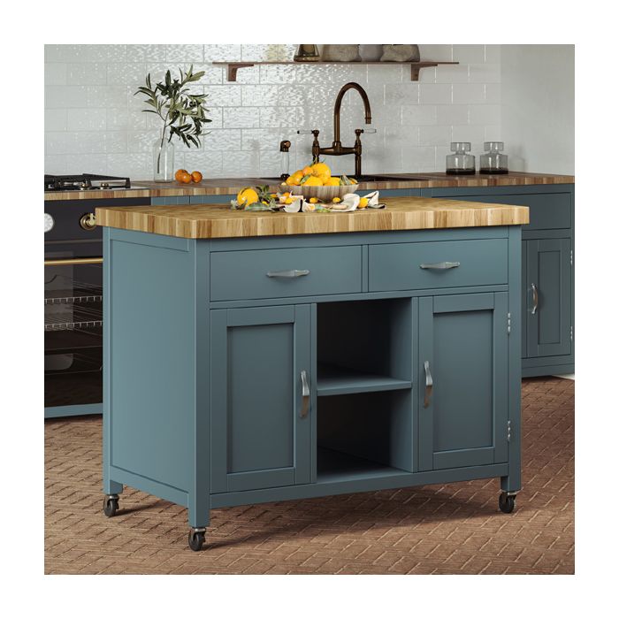 Briley Kitchen Island with Butchers Block - Blue