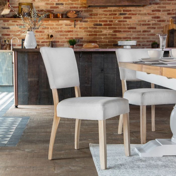 Wool Fabric Dining Chair with Oak Wooden Legs - Natural