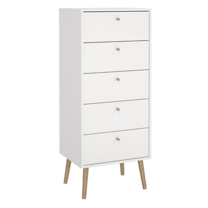 White Chest of Drawers - COBALT Tallboy Medium Chest 5 Drawers