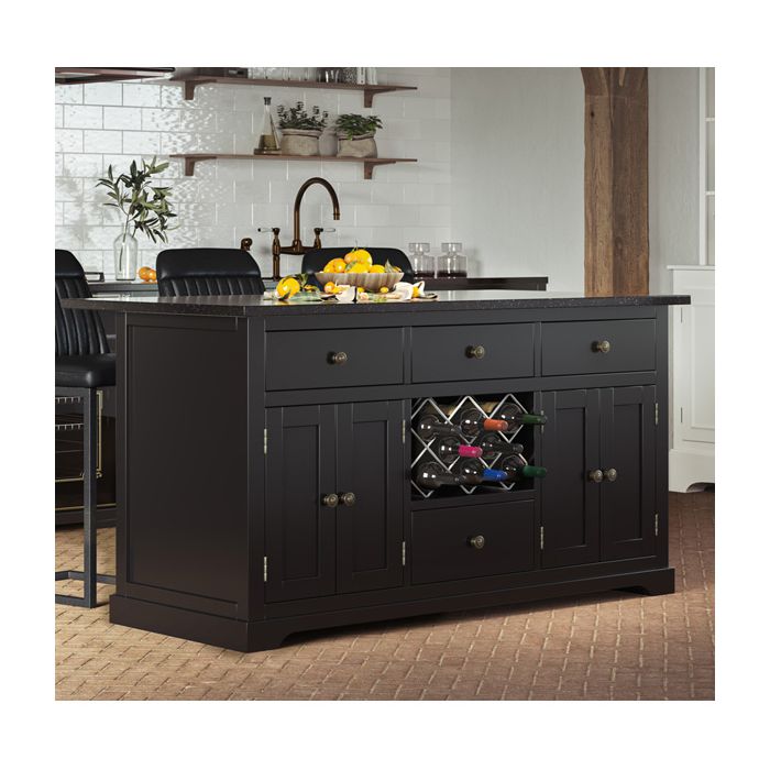 Sleek Black Kitchen Island with Granite Worktop