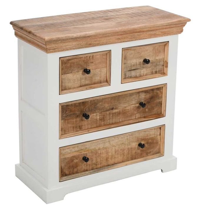 White Chest of Drawers - AMHERST Medium Chest  4 Drawers