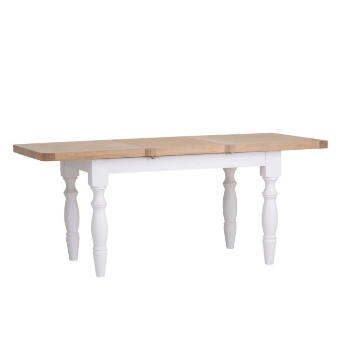 Oak Extendable White Legs Dining Table with Hidden Butterfly Mechanism - 1.3m