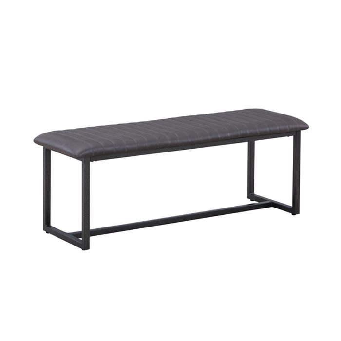 Doyle Elegance Vintage Leather Dining Bench - Grey