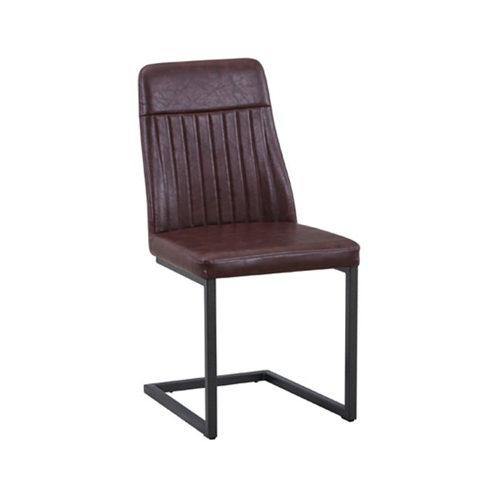 Doyle Elegance Vintage Brown Leather Dining Chairs - Set of Two