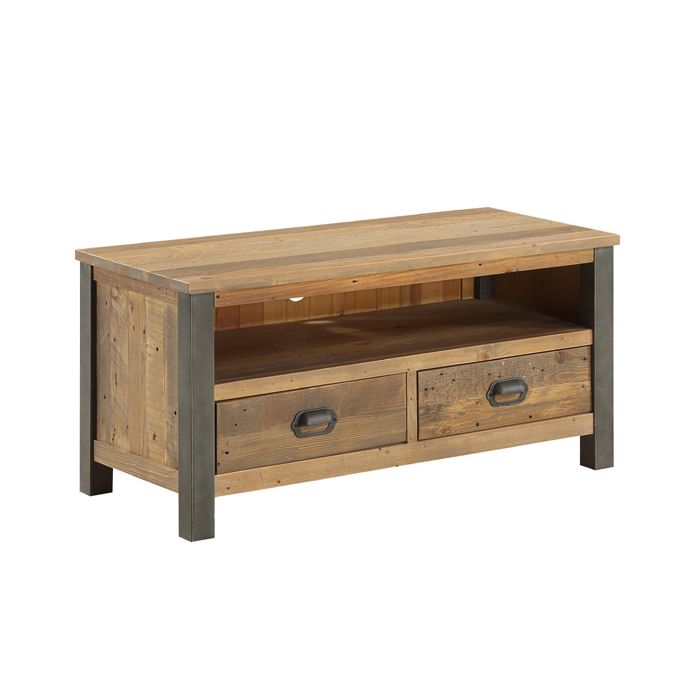 Doyle Rustic TV Cabinet with Storage Drawers and Shelf