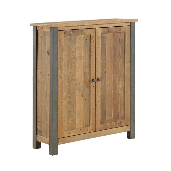 Doyle Rustic Industrial Design 2 Door Small Shoe Cabinet