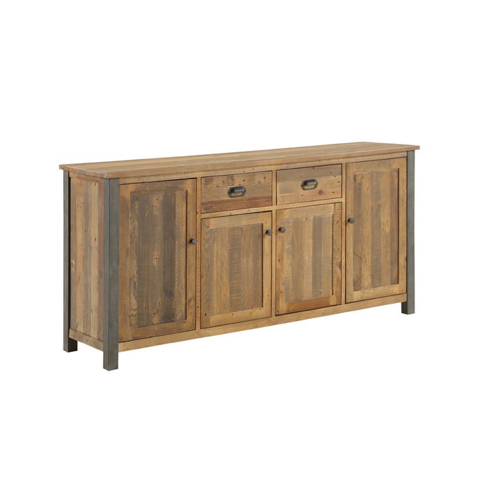 Doyle Elegance Rustic 4 Door Extra Large Sideboard with 2 Drawer - Natural Wood