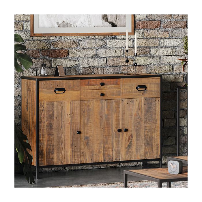 Hayley Reclaimed Wood Sideboard with 4 Drawers and 3 Cupboards