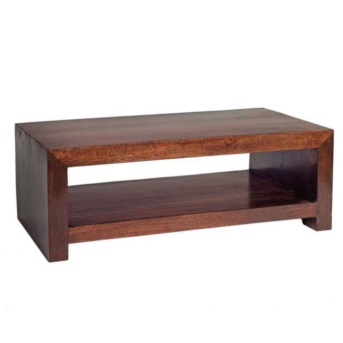 Stella Dark Mango Large Coffee Table with open Shelf - Walnut