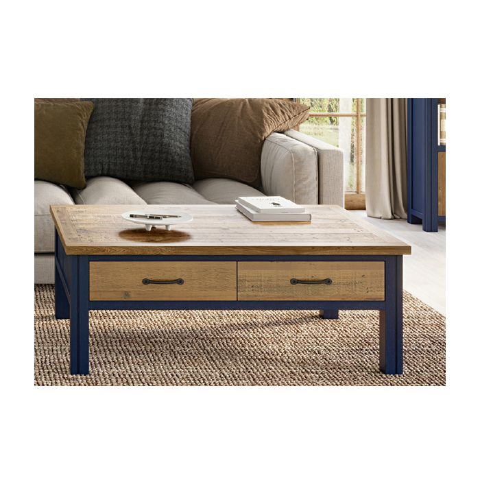 Splatter of Blue Coffee Table with 4 Drawers