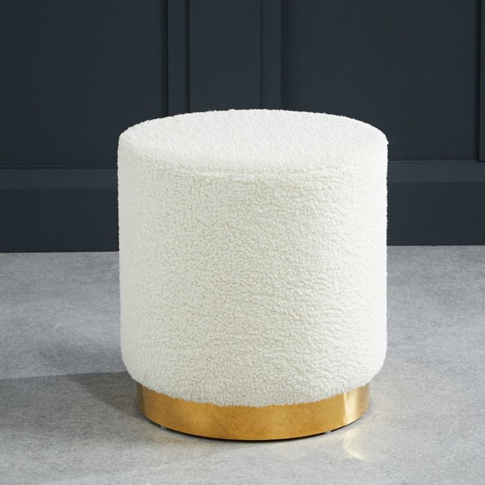 Britton Gold Base Small Pouffe Ted - Cream