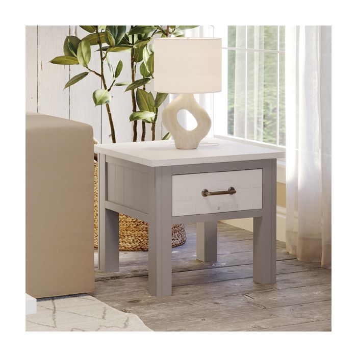 Ronald Grey Range Side End Lamp Table with Drawer