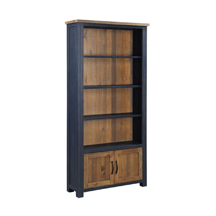 Splatter of Blue Large Bookcase with 2 Door and Shelves