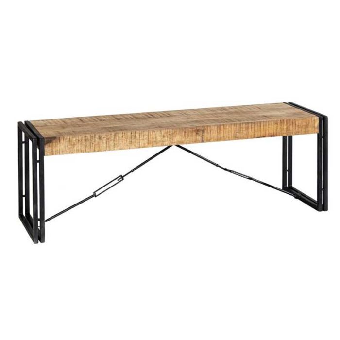 Michelle Metal Frame Wood Top Dining Bench - Natural Hardwood