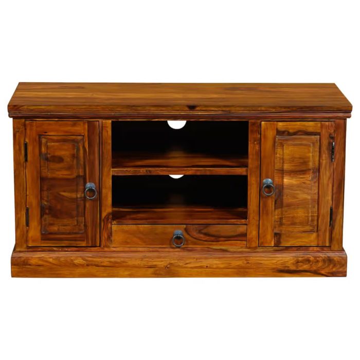 Solid Sheesham Wood Plasma TV Unit 115cm - Brown