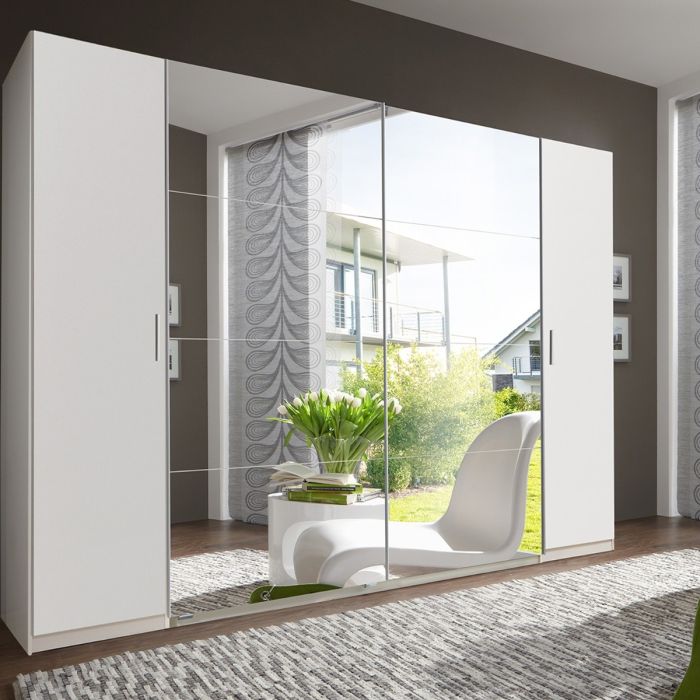 Lantau 4 Door 316cm Mirrored Wardrobe - White