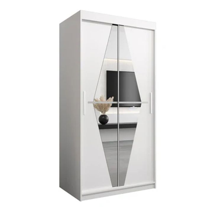 Sliding Wardrobe - SPURDLE 2 Door Mirrored Wardrobe Black 100cm