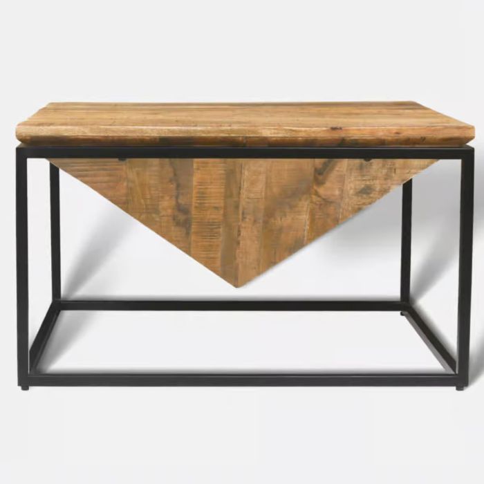 Barnsley Black Metal Frame Mango Wood Diamond Shape Coffee Table - Brown