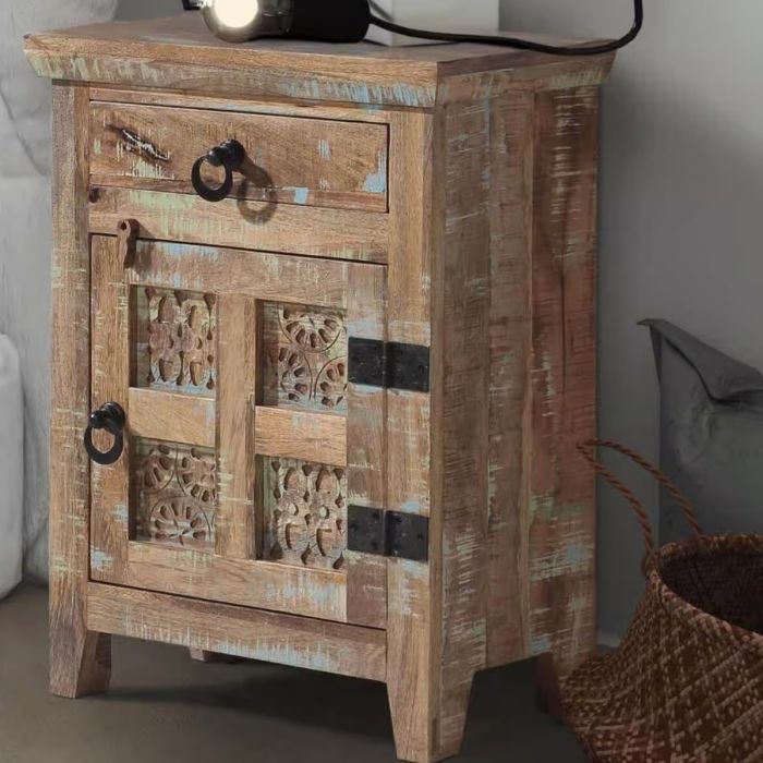 Bedside Table - BRIDGEND Right Hand Nightstand Brown 51cm