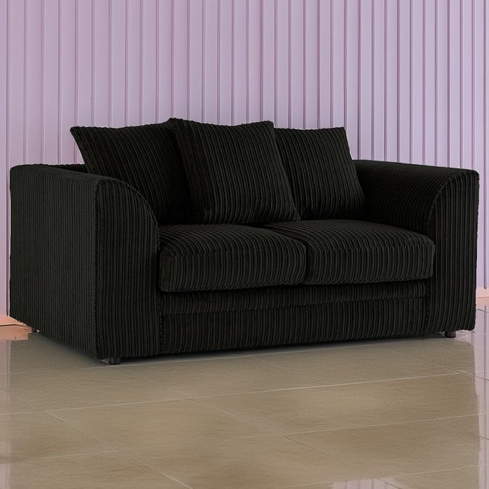 Desmond Jumbo Cord 2 Seater Scatterback Sofa - Black
