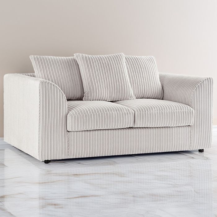 Desmond Jumbo Cord 2 Seater Scatterback Sofa - Cream