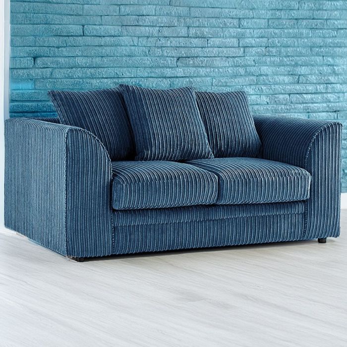 Desmond Jumbo Cord 2 Seater Scatterback Sofa - Marine Blue