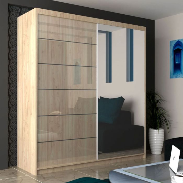 Infinite Oak High Gloss Sliding Door Wardrobe - 150cm and 180cm