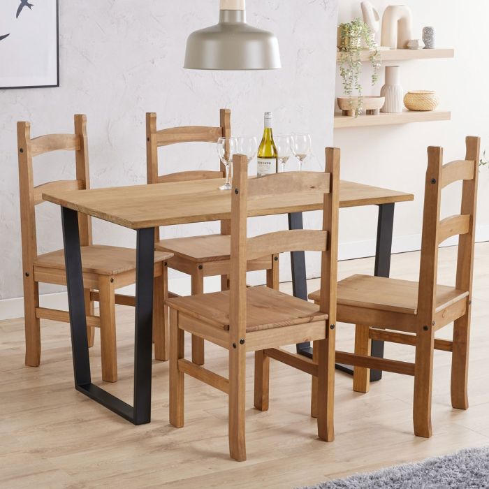 Belton Rectangular Dining Table Set With Solid Pine Dining Chair