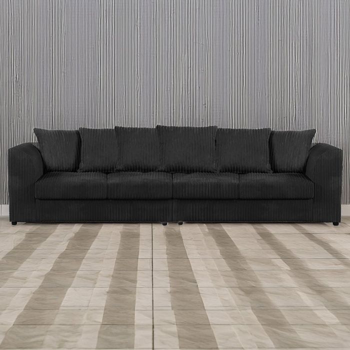 Desmond Jumbo Cord 4 Seater Scatterback Sofa - Black