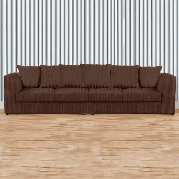 Desmond Jumbo Cord 4 Seater Scatterback Sofa - Chocolate Brown