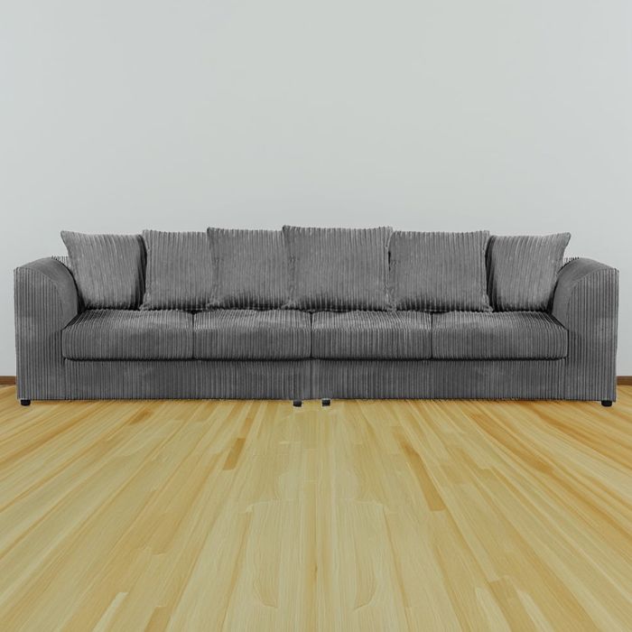 Desmond Jumbo Cord 4 Seater Scatterback Sofa - Grey