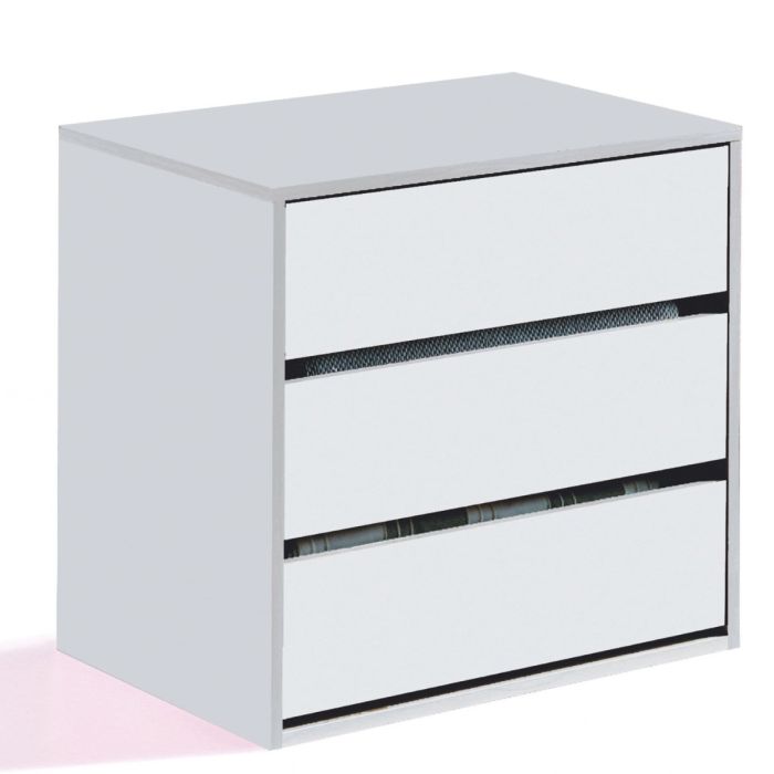 MARKHAM White Chest of Drawers - Small-sized, 3 Drawers