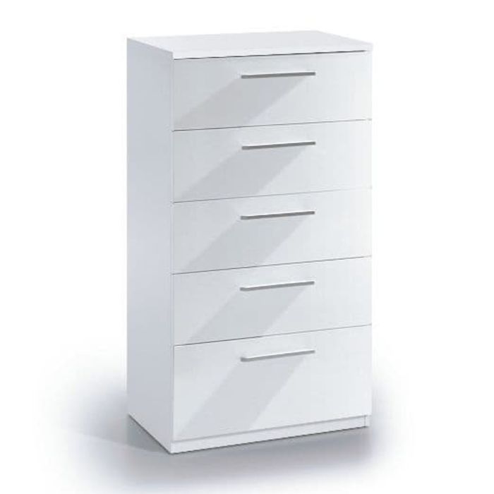 White Chest of Drawers - MARKHAM Tallboy Medium Chest  5 Drawers