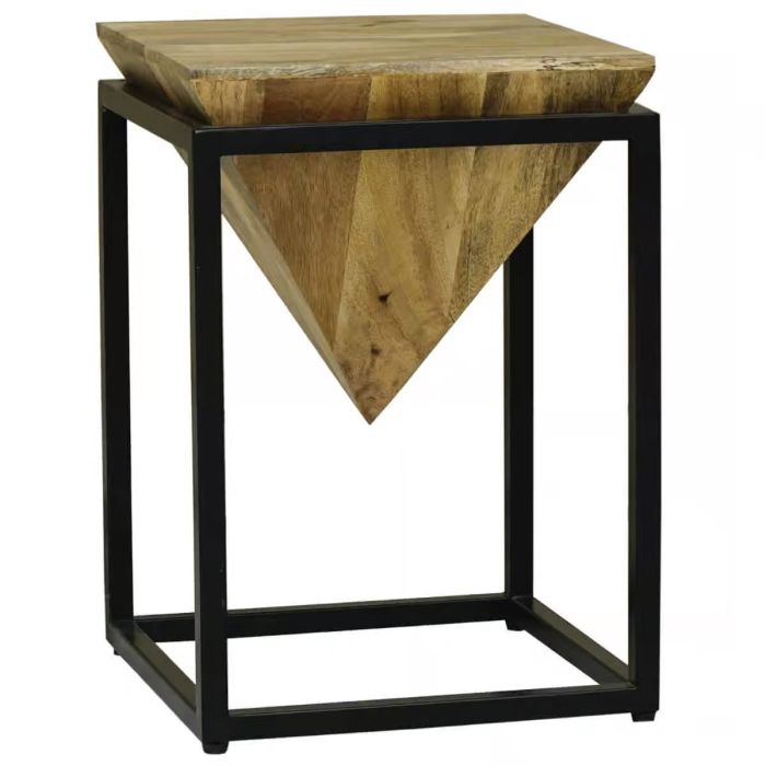 Tracey Industrial Mango Small Diamond Lamp Table - Light Wood Tone