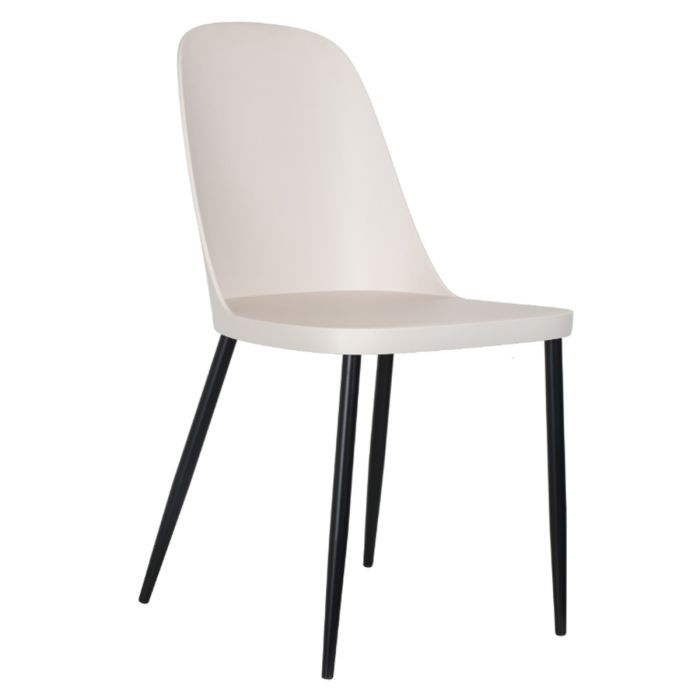 Black Metal Legs Curved Design Dining Chair Calico Plastic Seat - Set of 2