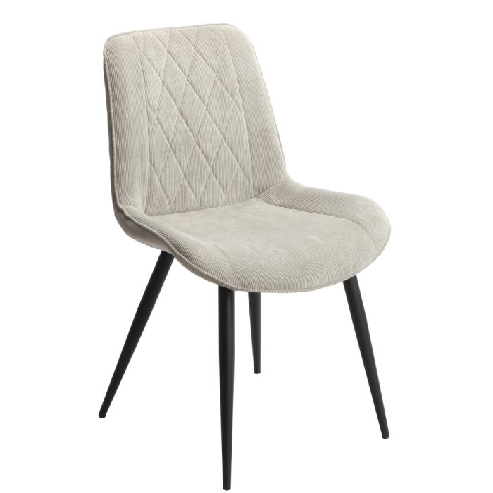 Black Solid Metal Frame Diamond Stitch Light Grey Fabric Dining Chair - Set of 2