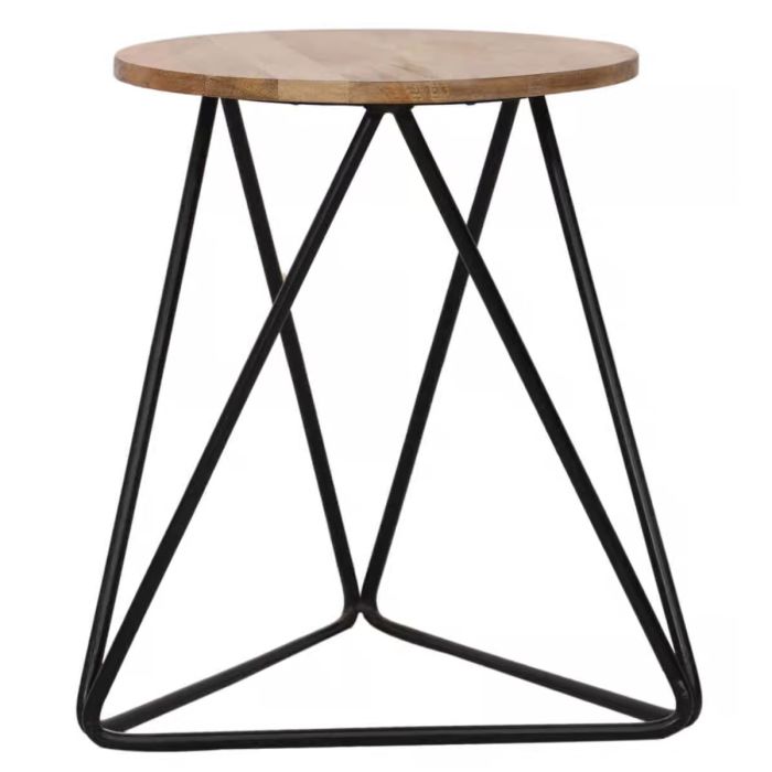 Tracey Black Industrial Iron Mango Seat Bar Stool - Brown