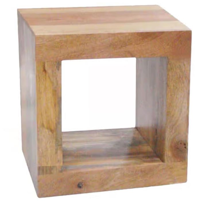 Delta Solid Light Mango Wood 1 Hole Cube Lamp Table - Light Wood Tone