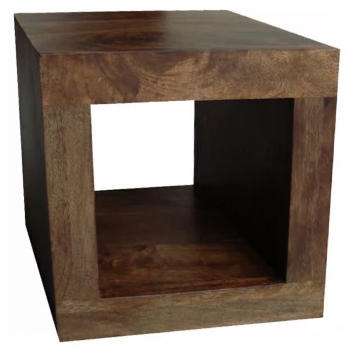Delta Mango Wood 1 Hole Cube Lamp Table - Walnut