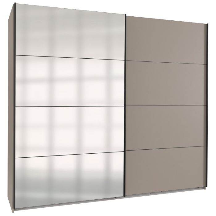 Sliding Wardrobe - ANVAST 2 Door Mirrored Wardrobe Grey 180cm