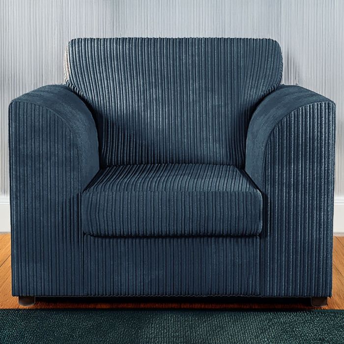 Desmond Jumbo Cord Upholstered Armchair - Blue