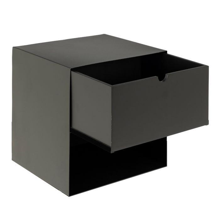 Bedside Table - JOLIET 1 Drawer Wall Mounted Nightstand Black 30cm