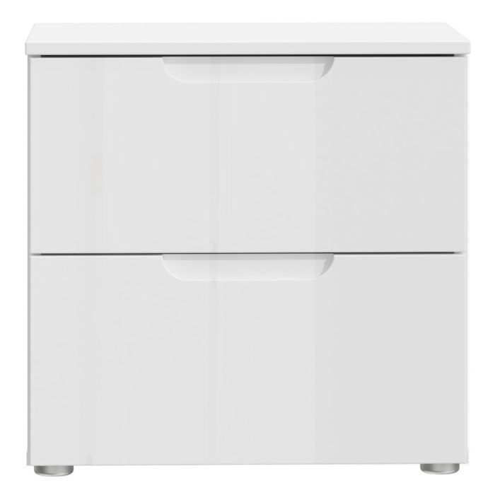 Bedside Table - ARUN 2 Drawer Nightstand White 50.4cm