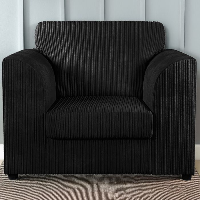 Desmond Jumbo Cord Upholstered Armchair - Black