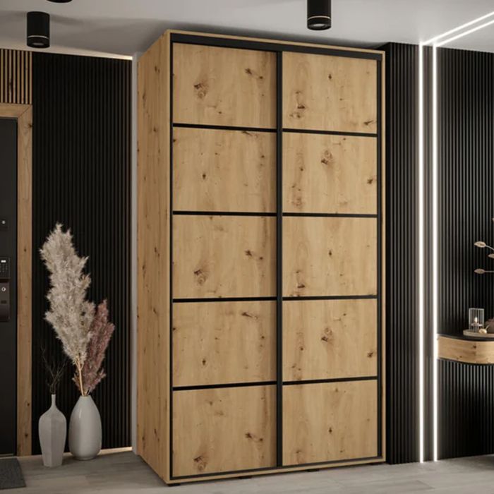Sliding Wardrobe - CAVESSA 2 Door Wardrobe Oak Artisan 140cm