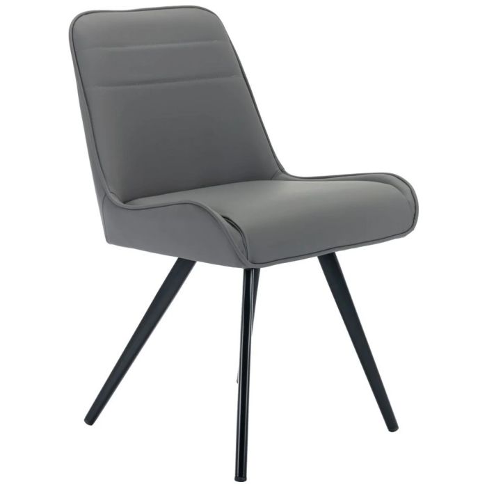 High Back Black Leg PU Fabric Dining Chair - Grey